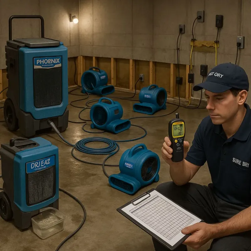 Structural Drying and Dehumidification process in Lovington, IL